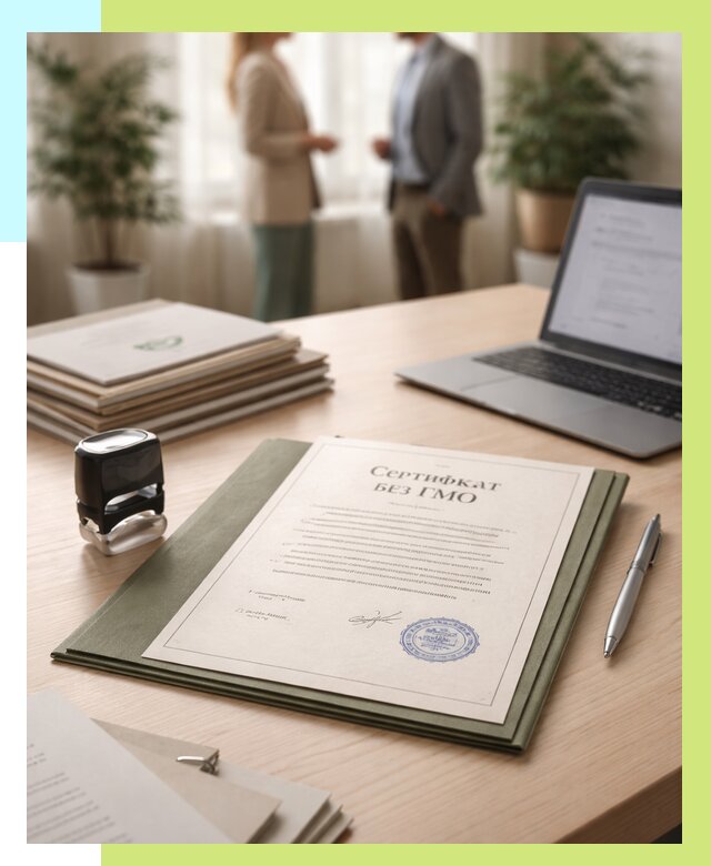 Сертификат без ГМО в Чапаевске от 7661 р. оформить срочно Алешин-Чпв